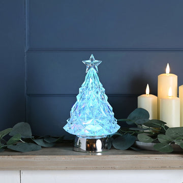 Festive 25cm Battery Operated Christmas Colour Changing Tree Water Spinner