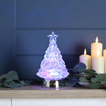 Festive 25cm Battery Operated Christmas Colour Changing Tree Water Spinner