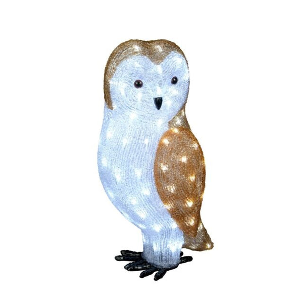 Acrylic Owl Christmas Outdoor Garden Decoration - 56cm - 100 Ice White LED's