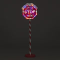 Snowtime Stop Here Sign with 45 Multi Coloured Led's - 1M Tall