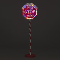 Snowtime Stop Here Sign with 45 Multi Coloured Led's - 1M Tall