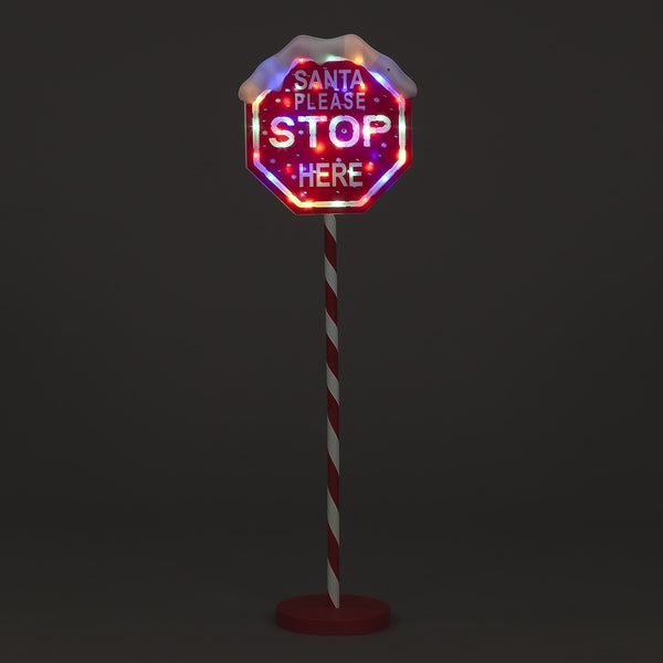 Snowtime Stop Here Sign with 45 Multi Coloured Led's - 1M Tall