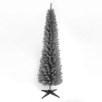 Snowtime Wrapped Pencil Pine Christmas Tree - Grey - 4ft - 120cm