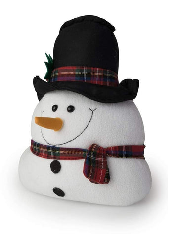Snowman with Hat and Tartan Scarf - Winter Christmas Theme - Door Stop