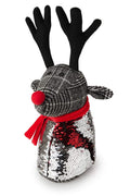 Dasher Red Nose Reindeer Two Tone Sequin  - Winter Christmas Door Stop