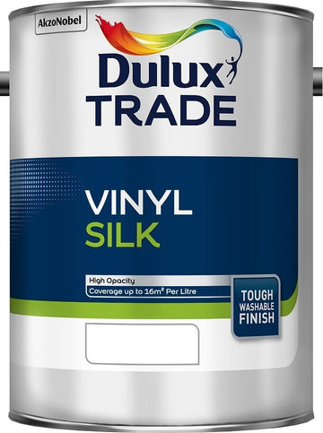 Dulux Trade Vinyl Silk - Pure Brilliant White / White / Magnolia - All Sizes