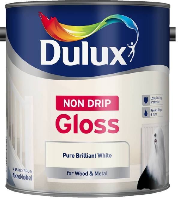 Dulux Retail Non Drip Gloss Pure Brilliant White 750ml / 1.25L / 2.5 Litres