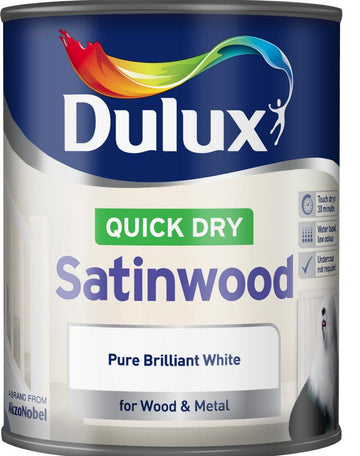 Dulux Retail Quick Dry Satinwood Pure Brilliant White 750 ml / 2.5 Litres