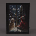 Snowtime Fibre Optic Framed Canvas Puppy and Child Battery Operated