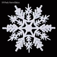 Christmas Glitter Snowflakes - White Glitter - Pack of 10 Pack