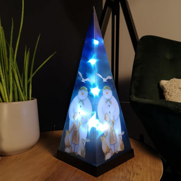 The Snowman and Friends Laser Pyramid Christmas Display 8 Led's - 35cm