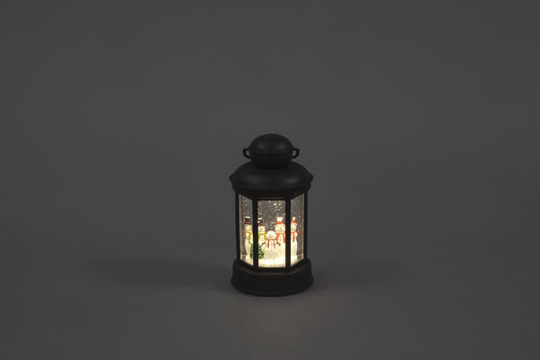 Snowtime Battery Water Lantern with 3 Snowmen - 18cm High