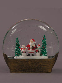 Snowtime Christmas Water Dome with Santa Snowman and Trees - Battery Operated