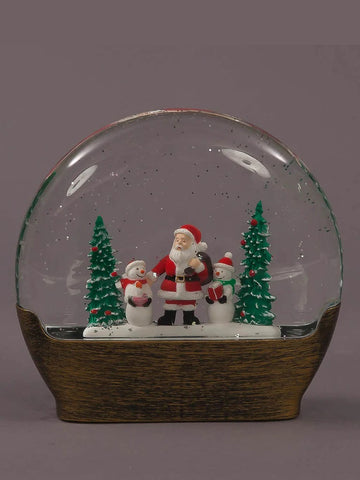 Snowtime Christmas Water Dome with Santa Snowman and Trees - Battery Operated