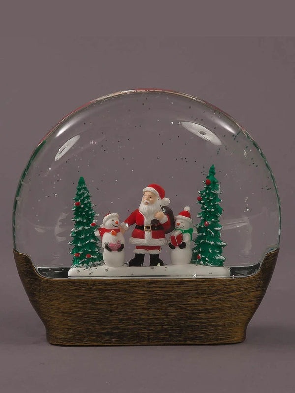 Snowtime Christmas Water Dome with Santa Snowman and Trees - Battery Operated