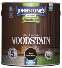 Johnstones Woodcare Indoor and Outdoor Woodstain Paint - All Sizes - All Colours