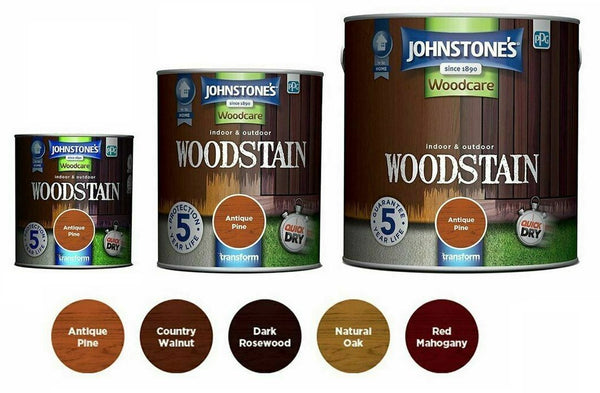 Johnstones Woodcare Indoor and Outdoor Woodstain Paint - All Sizes - All Colours