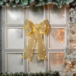 Christmas Light Up Door Bow 40cm x 60cm Battery Operated - Gold