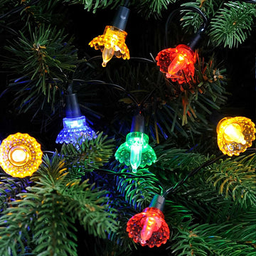 50 Multi Colour Flower Christmas String Lights Indoor / Outdoor Battery Operated