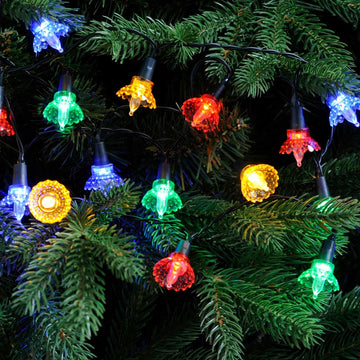 50 Multi Colour Flower Christmas String Lights Indoor / Outdoor Battery Operated