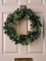 Festive Firefly Lit Christmas Wreath with Warm White Lights - 60cm