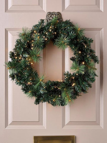 Festive Firefly Lit Christmas Wreath with Warm White Lights - 60cm