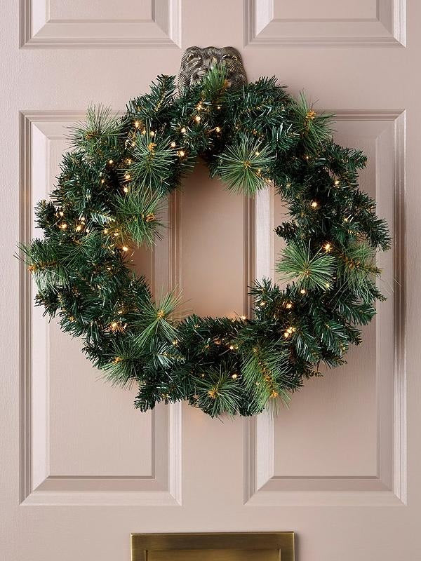 Festive Firefly Lit Christmas Wreath with Warm White Lights - 60cm
