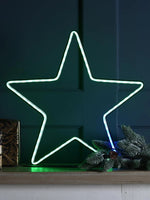 Festive 40cm Neon Flex Red Green and Blue Christmas Star on Stand with Remote