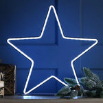 Festive 40cm Neon Flex Red Green and Blue Christmas Star on Stand with Remote
