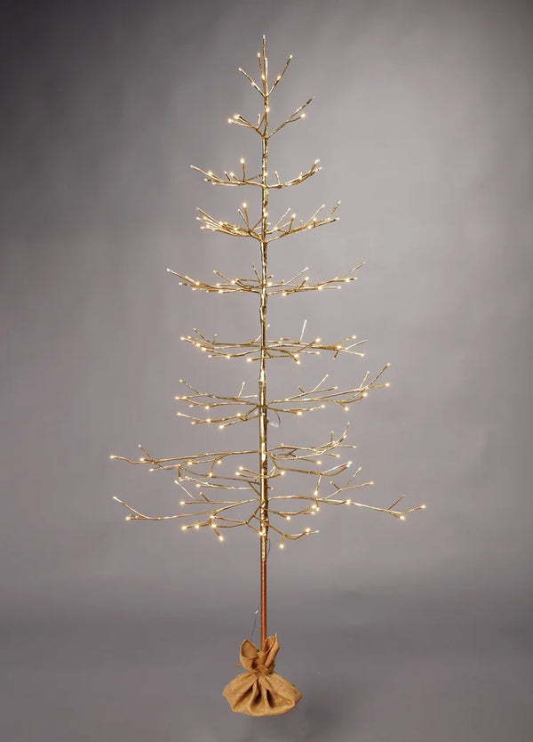 Festive Champagne Twig Christmas Tree With Trad Warm White LEDs - 6ft (180cm)