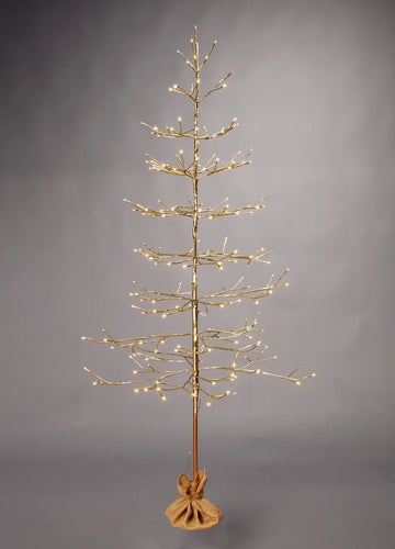 Festive Champagne Twig Christmas Tree With Trad Warm White LEDs - 2ft (60cm)