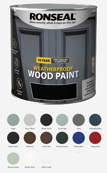 Ronseal 10 Year Weatherproof Wood Paint - All Colours Finishes and Sizes