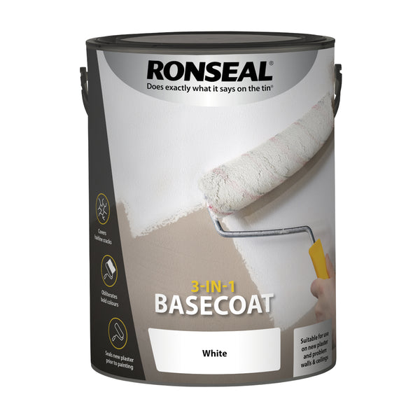 Ronseal 3 in 1 Basecoat - White - 5L or 2.5 Litres