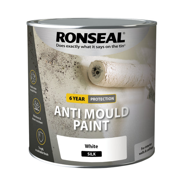 Ronseal 6 Year Anti Mould Paint - White - Matt or Silk - All Sizes