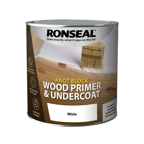 Ronseal Knot Block Wood Primer and Undercoat - White - All Sizes