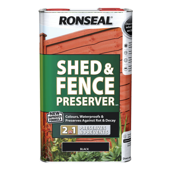 Ronseal Shed and Fence Preserver - 2 in 1 Formula - 5 Litre - All Colours