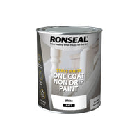 Ronseal Stays White One Coat Non Drip Paint - Pure Brilliant White - All Sizes