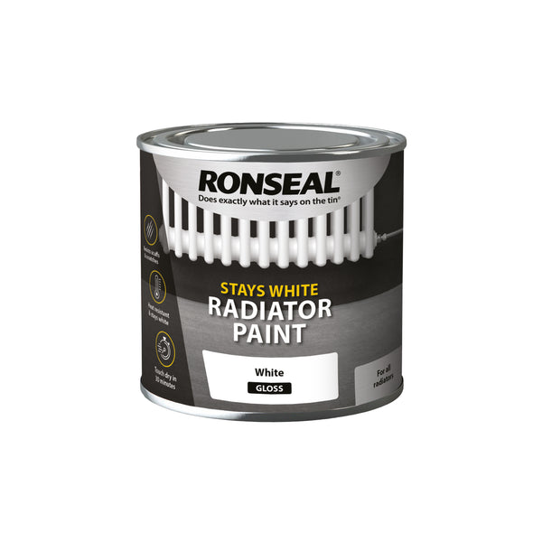 Ronseal Stays White Radiator Paint - White - 750ml and 250ml