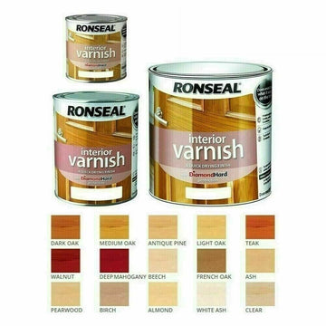 Ronseal Diamond Hard Interior Wood Varnish - All Colours Finishes and Sizes