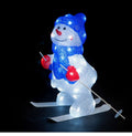 Snowtime Acrylic Skiing Snowman with Blue Coloured leds - 38cm Tall