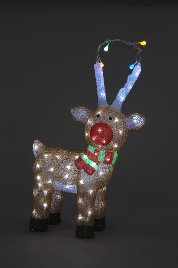 Snowtime Acrylic Outdoor Standing Reindeer with 80 white Led's - 55cm Tall