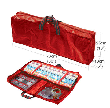 Garland Christmas Gift Wrap / Wrapping Paper Storage Bag - Red